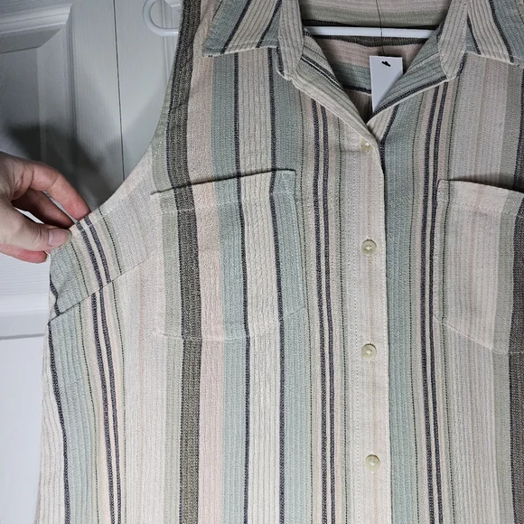 Sonoma Button Down Striped Tank Top Sz xl - Picture 9 of 11